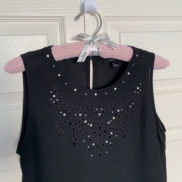 Forever 21 Black Sleeveless Studded Blouse-Size S - Picture 9 of 9